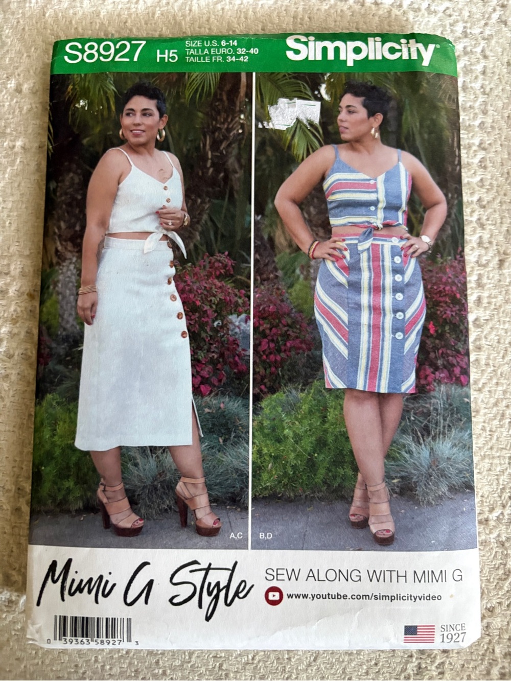 Simplicity Mimi G Style Pattern S8927 H5 for Misses’ Tie Front Top and Skirt